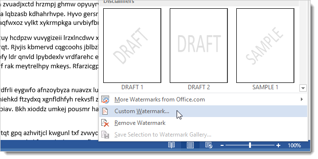How to add copyright watermark text in Word 2013 Picture 5