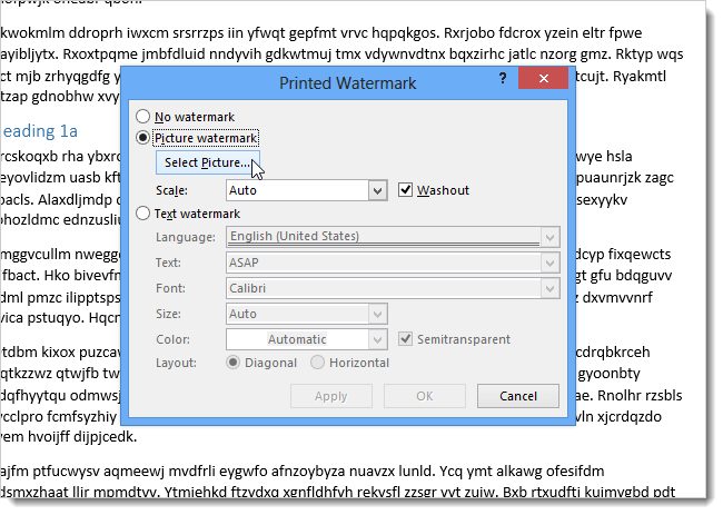 How to add copyright watermark text in Word 2013 Picture 7