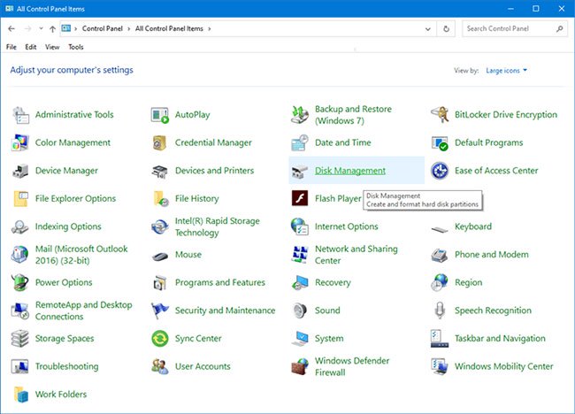 How to add Disk Management to Control Panel in Windows 10/8/7 Picture 1