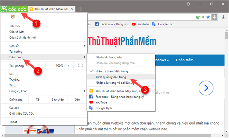How to add, edit, delete and manage bookmarks in Coc Coc Picture 6