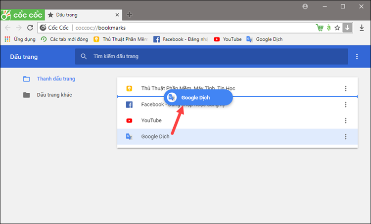 How to add, edit, delete and manage bookmarks in Coc Coc Picture 8