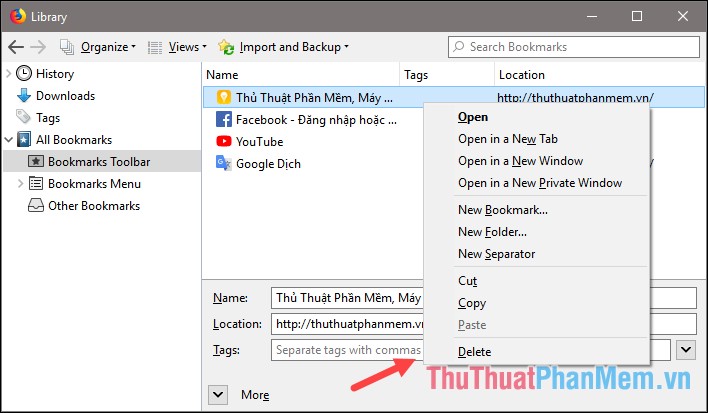 How to add, edit, delete, manage bookmarks in Firefox Picture 9
