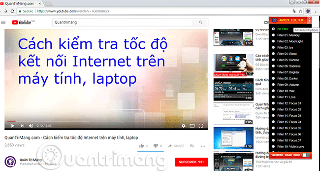 How to add effects, turn on Dark mode, remove ads and delete black space when watching YouTube Picture 3