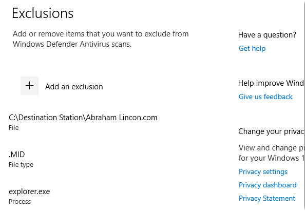 How to add exceptions in Windows Defender on Windows 10 Picture 4