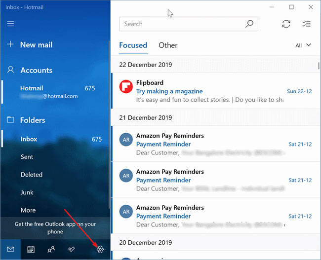 windows 10 mail folders