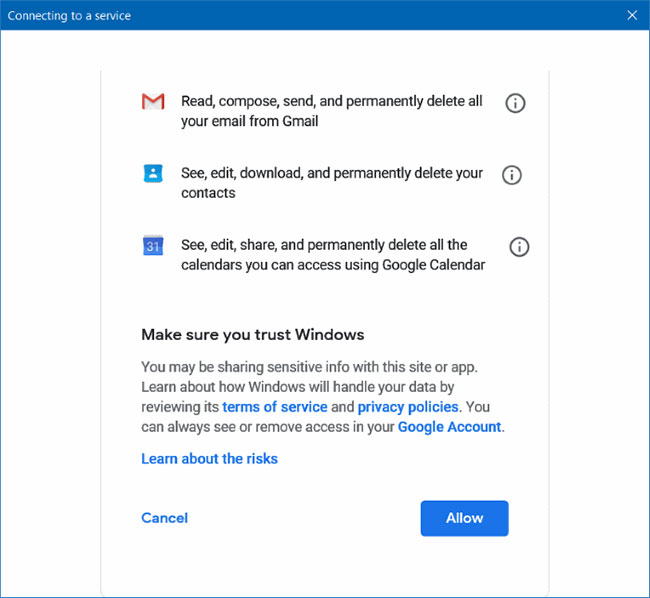 why no gmail app for windows 10