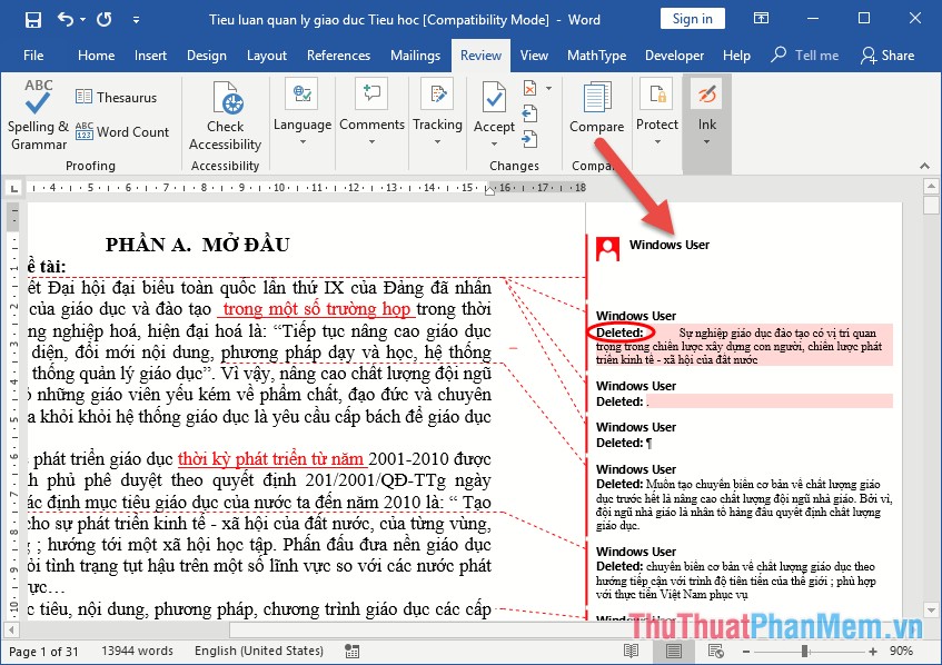 How to add notes and track document editing in Word Picture 12