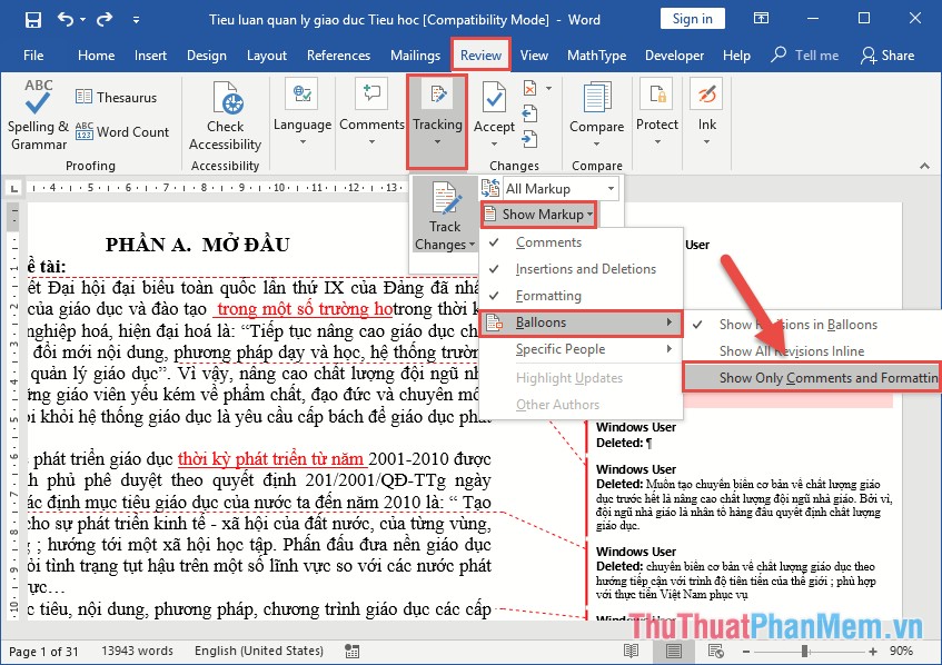 How to add notes and track document editing in Word Picture 9
