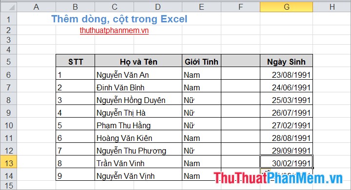 How to add rows and columns in Excel Picture 4