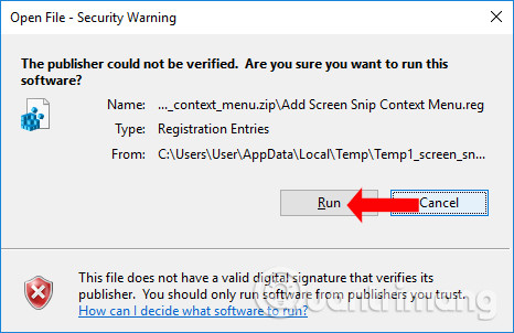 How to add Screen Snip to Windows 10 right-click menu Picture 3