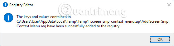How to add Screen Snip to Windows 10 right-click menu Picture 5