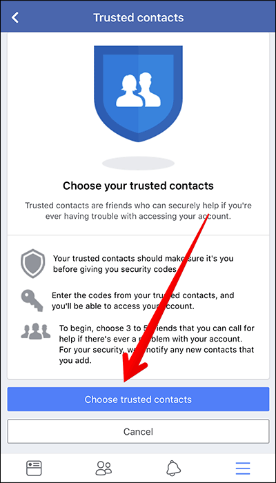 How to add trusted friends to Facebook on iPhone, Android Picture 6