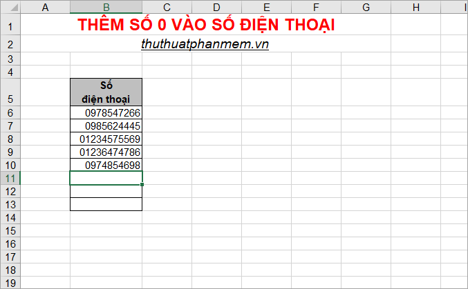 How to add zeros to phone numbers in Excel Picture 11