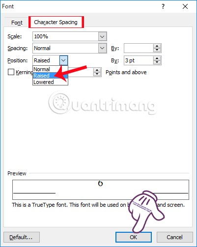 How to adjust the low height of the upper and lower index in Word Picture 5