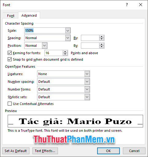 increase the spacing between letters in word