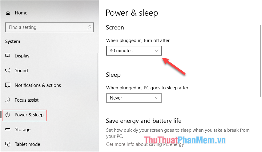 How to adjust the time to turn off the screen Win 10 Picture 3