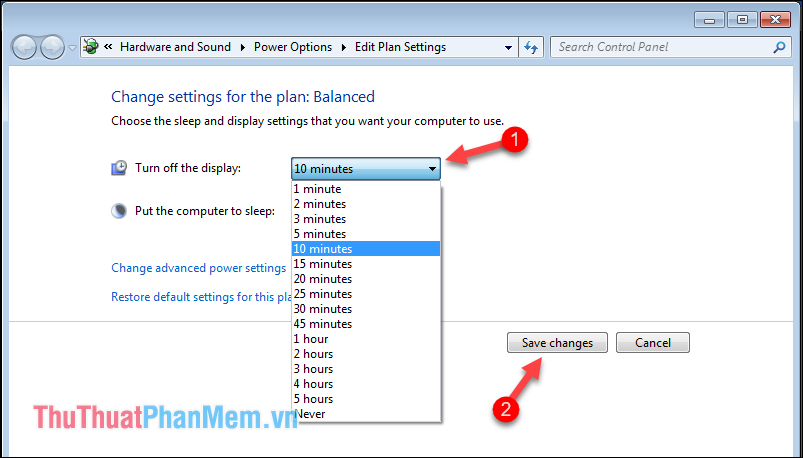 How to adjust the time to turn off the screen Win 7 Picture 3