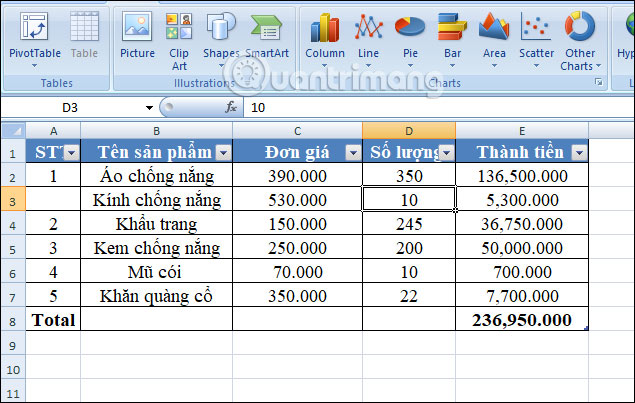 How to automatically calculate and copy formulas in Excel Picture 10