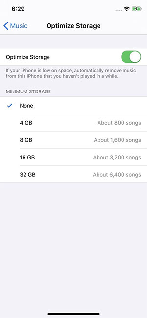 How to automatically delete music on Apple Music when iPhone has low capacity Picture 2