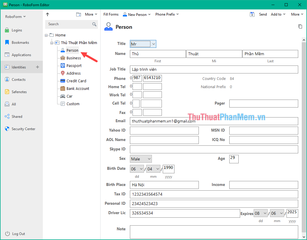 How to automatically fill in personal information, registration information on the Web with Roboform Picture 10