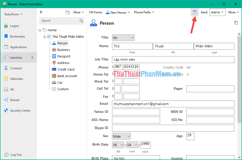 How to automatically fill in personal information, registration information on the Web with Roboform Picture 14