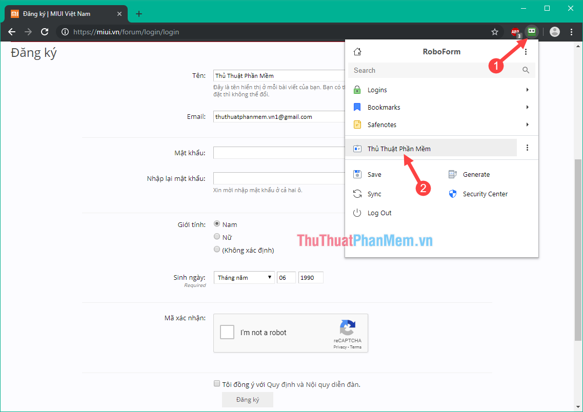 How to automatically fill in personal information, registration information on the Web with Roboform Picture 15