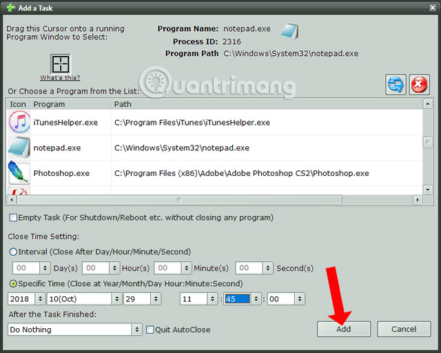 How to automatically turn off software on Windows Picture 4