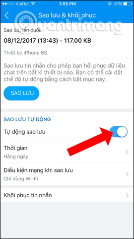 How to backup and restore messages on iPhone Zalo Picture 10