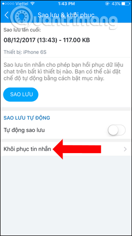 How to backup and restore messages on iPhone Zalo Picture 7