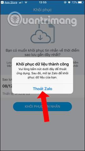 How to backup and restore messages on iPhone Zalo Picture 9