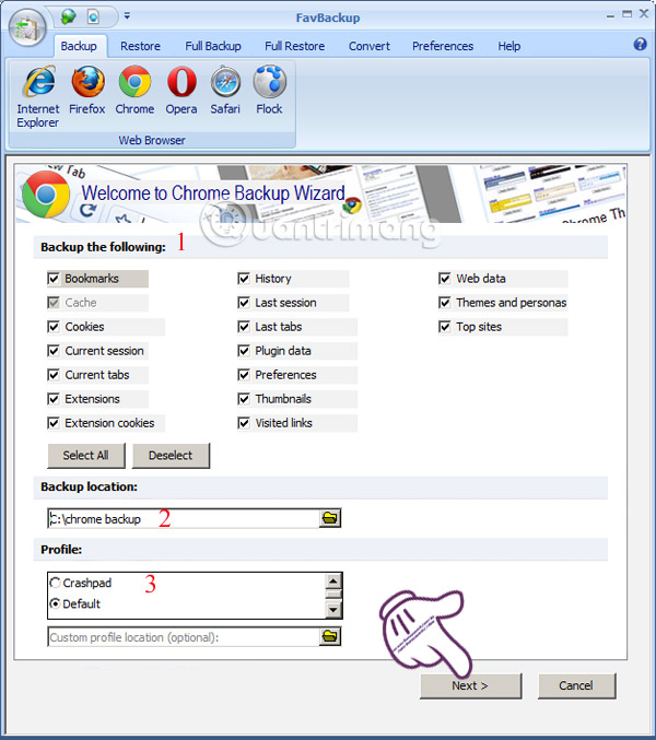 How to backup and restore web data with FavBackup Picture 3
