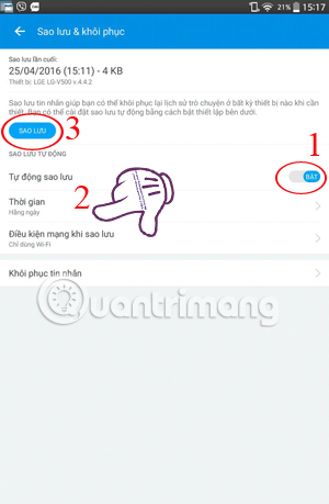 How to backup and restore Zalo messages on Android phones Picture 5