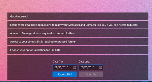 How to backup SMS for Windows 10 Picture 4