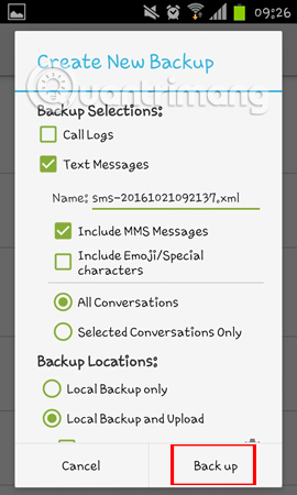 How to backup SMS messages with SMS Backup and Restore Picture 13