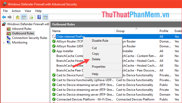 How to block the internet connection of any software, any application on Windows 10 Picture 12