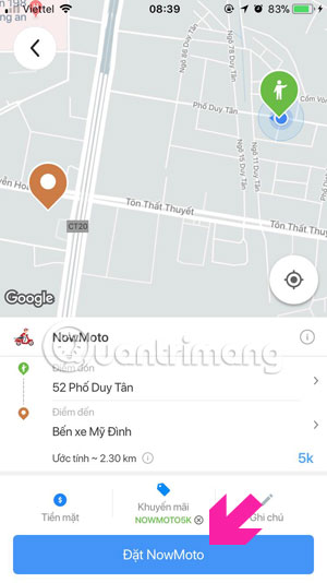 How to book motorbike Now.vn with only 5,000 VND Picture 3