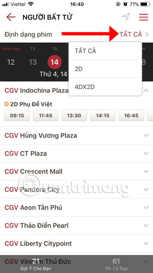 How to book movie tickets on the phone with CGV Cinemas Picture 5