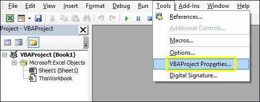 excel vba break code on vba project