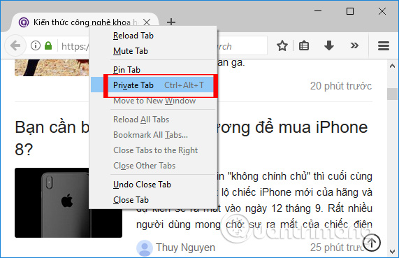 How to browse common mode and anonymously with a window on Firefox Picture 8