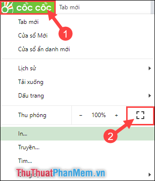 How to browse in full screen mode, Full Screen on Chrome, Coc Coc, Edge, Firefox Picture 3
