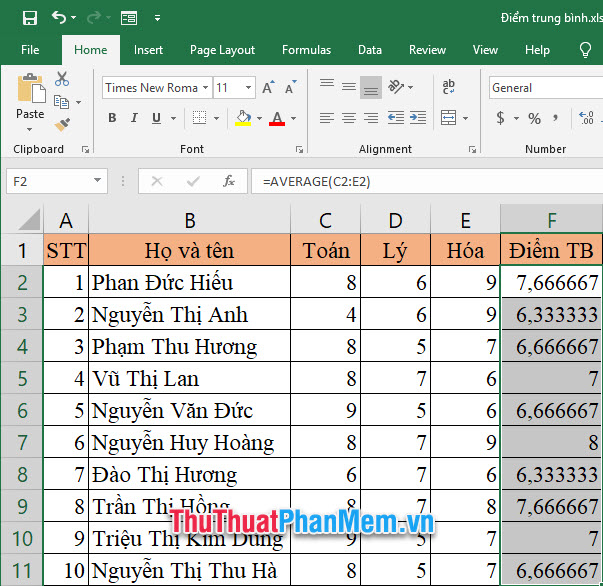 How to calculate grade point average in Excel fast and standard Picture 6