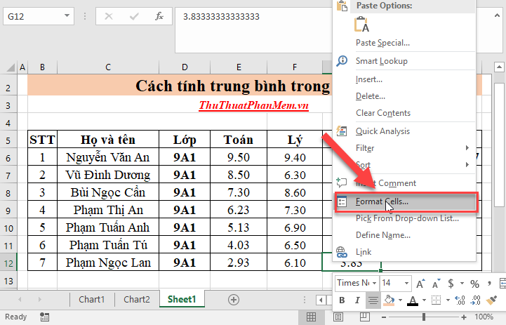 How to calculate the average in Excel - TipsMake.com