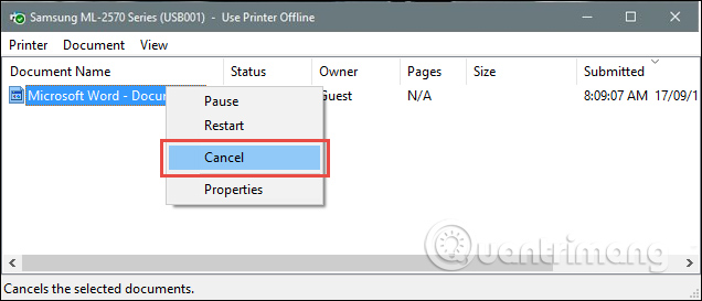 How to cancel a print job on Word, Excel Picture 6