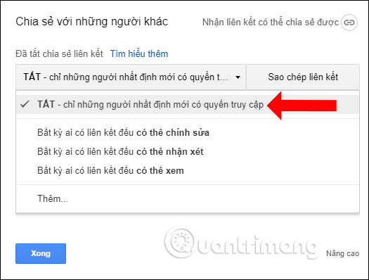 How to cancel sharing Google Drive link Picture 3