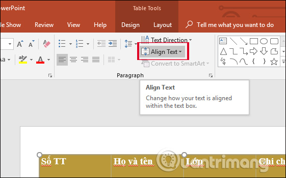 how to vertically align text in powerpoint