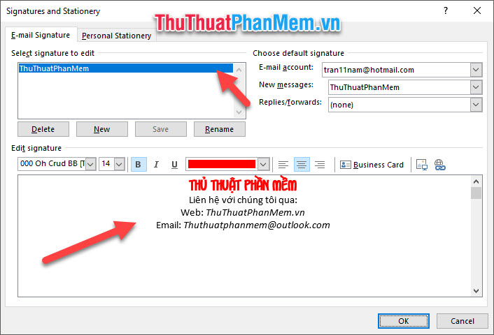 How to change a signature in Outlook Picture 5