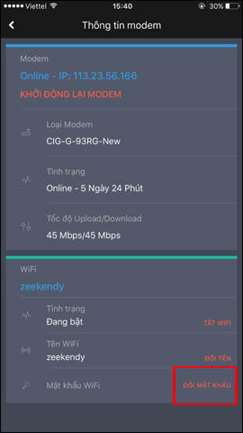 How to change FPT WiFi password with Hi FPT Picture 4
