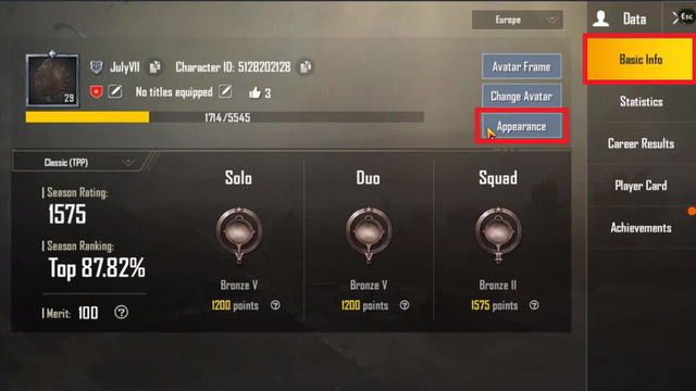 How to change the appearance of the character PUBG Mobile Picture 2