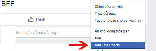 How to change the black text BFF to blue to create special effects on Facebook Picture 3