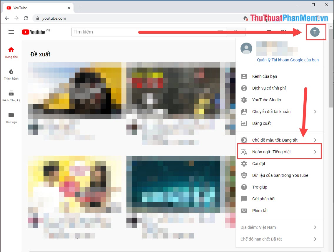 How to change the country, language on YouTube Picture 2